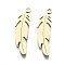 201 Stainless Steel Pendants, Laser Cut, Feather, Golden, 26x7x1mm, Hole: 1.4mm