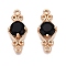 Brass Pave Faceted Glass Connector Charms, Cadmium Free & Nickel Free & Lead Free, Chinese Knot Links, Golden, Black, 15.5x6.5x3.5mm, Hole: 1mm