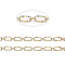 Brass Textured Oval Link Chains, Figaro Chains, Soldered, Cadmium Free & Nickel Free & Lead Free, Real 18K Gold Plated, 6.2x3.3x0.5mm