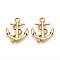 304 Stainless Steel Pendants, Ion Plating(IP), Anchor Charms, Real 18K Gold Plated, 21x18x2mm, Hole: 2.8mm