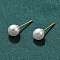 Brass ABS Imitation Pearl Stud Earrings, Cadmium Free & Lead Free, Rack Plating, Round, Real 18K Gold Plated, 19x6mm