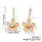 Shiny Flower Brass Clear Cubic Zirconia Stud Earrings for Elegant Western Style Women, Golden, 34x19mm