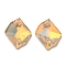Mocha(MK) Irregular Rhombus Sew on Rhinestone, 2 Hole Links, Flat Back & Back Plated, Garment Accessories, Silk, 17~17.5x13~14x4.5~5mm, Hole: 1mm, 28pcs/board