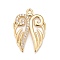 Brass Micro Pave Cubic Zirconia Pendants, Real 18K Gold Plated, Lead Free & Cadmium Free, Wing, Clear, 34x25x3mm, Hole: 2.5mm