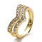 Cubic Zirconia Crown Adjustable Rings, Rack Plating Brass Ring, Lead Free & Cadmium Free, Long-Lasting Plated, Real 18K Gold Plated, Inner Diameter: 19mm