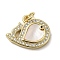 Brass Micro Pave Cubic Zirconia Pendants, Cadmium Free & Lead Free, with Shell, Fish, Real 18K Gold Plated, 15x17x3.5mm, Hole: 3.4mm