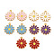 304 Stainless Steel Enamel Pendants, Ion Plating(IP), Golden, Flower, Mixed Color, 18x15.5x2mm, Hole: 1.4mm