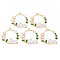 Alloy Enamel Pendants, Cadmium Free & Nickel Free & Lead Free, Light Gold, Ring with Rabbit, Pink, 28.5x31x1.5mm, Hole: 2mm