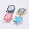 Brass Micro Pave Cubic Zirconia Links connectors, Hamsa Hand/Hand of Fatima/Hand of Miriam, Mixed Color, 22.5x16x4mm, Hole: 1mm