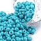 Baking Paint Glass Seed Beads, Dark Turquoise, 6/0, 4~5x3~4mm, Hole: 1~2mm, about 4500pcs/bag