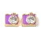 Brass Pave Clear Cubic Zirconia Beads, Camera, with Enamel, Long-Lasting Plated, Real 18K Gold Plated, Dark Violet, 9x10x6mm, Hole: 2mm