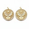 Brass Micro Pave Clear Cubic Zirconia Pendants, with Jump Rings, Nickel Free, Flat Round with Eagle & Cross, Real 16K Gold Plated, 23.5x25.5x2mm, Jump Ring: 5x0.8mm, 3.4mm inner diameter