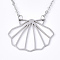 Non-Tarnish 201 Stainless Steel Pendant Necklaces, with Cable Chains, Shell, Stainless Steel Color, 16.9 inch(43cm), 2mm, Shell: 23x29.5x1mm