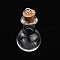 Glass Bottle Pendants, with Soft Wooden Plug, Openable Bottle, Refillable Bottles, Clear, 33.5mm, Hole: 2.5mm