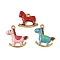 304 Stainless Steel Enamel Pendants, Golden, Horse Charm, Mixed Color, 17.5~23x20.5~22.5x3~3.5mm, Hole: 2~2.2mm