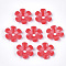 Opaque AS Plastic Bead Caps, 6-Petal, Flower, Red, 33.5x31.5x6.5mm, Hole: 5.5mm, about 350pcs/500g