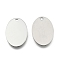 Tarnish Resistant 201 Stainless Steel Oval Stamping Blank Tag Pendants, One Side Polishing, Stainless Steel Color, 32x22x1mm, Hole: 2mm