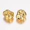 Alloy Beads, Hammered Oval, Golden, 6x5x4mm, Hole: 1mm