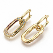 Серьги-кольца из латунного микро-паве с фианитами EJEW-S208-070A