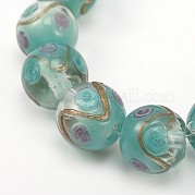 Круглой формы ручной работы Золотые пески ухабистой Lampwork бисер LAMP-L043-04