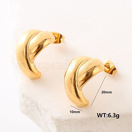 Серьги-гвоздики из нержавеющей стали в форме буквы С UH4188-7-1
