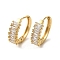 Brass Micro Pave Cubic Zirconia Hoop Earrings, Golden, 21x6.5mm