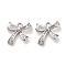 Brass Micro Pave Clear Cubic Zirconia Charms, Cadmium Free & Nickel Free & Lead Free, Bowknot, Real Platinum Plated, 10x11x3.5mm, Hole: 1.4mm