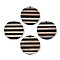 Stripe Resin & Wood Pendants, FLat Round Charms, White, Black, 30x3mm, Hole: 2mm
