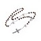 Tibetan Style Alloy Rosary Bead Necklaces, with Wood Beads and 304 Stainless Steel Rolo Chains, Antique Silver & Stainless Steel Color, 23.6 inch(60cm)