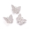 Brass Micro Pave Cubic Zirconia Links, Butterfly, Clear, Platinum, 8x10x2.5mm, Hole: 1.2mm and 1mm
