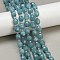 Natural Malaysia Jade Beads Strands, Rice-shaped, Dyed, Faceted, with Seed Beads, Cadet Blue, 9~10x8~8.5mm, Hole: 1.2mm, about 31~32pcs/strand, 14.57''(37cm)~14.96''(38cm)
