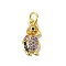 Real 18K Gold Plated Brass Pave Colorful Cubic Zirconia Pendants, Cadmium Free & Nickel Free & Lead Free, with Jump Rings, Bird, 14x6.5x3mm, Hole: 3mm