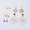 Earrings Sets, with 304 Stainless Steel Jump Rings, Cubic Zirconia and Brass Findings, Mixed Shapes, Real 18K Gold Plated, 54~77mm, Pin: 0.7~0.8mm, 4pairs/set