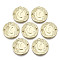 Alloy Links Connectors, Flat Round with Moon, Cadmium Free & Nickel Free & Lead Free, 16K Gold Plated, Matte Gold Color, 22x2mm, Hole: 1.6mm