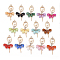 Alloy Big Pendants, with Resin & Crystal Rhinestone, Faceted, Ballerina, Golden, Mixed Color, 59~60x30~31x4.5mm, Hole: 2.5mm