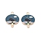 Alloy Enamel Pendants, Whale Fan Connector Charms, Cadmium Free & Lead Free, Rose Gold, Teal, 27x21.5x1mm, Hole: 1.8mm