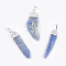 Natural Kyanite/Cyanite/Disthene Pendants, with Brass Finding, Platinum, 38~52x8.5~14.5x2.5~5mm, Hole: 4x5mm