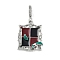 Brass Enamel Pendants, with Clear Cubic Zirconia, Cadmium Free & Nickel Free & Lead Free, Rectangle Charms, Platinum, 25.5x19.5x6mm, Hole: 6x4mm