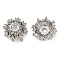 Brass Micro Pave Clear Cubic Zirconia Bead Caps, Cadmium Free & Nickel Free & Lead Free, Flower, Platinum, 11x11x4.5mm, Hole: 2mm