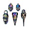 Rainbow Color Alloy Pendants, Cadmium Free & Nickel Free & Lead Free, Skull, 29.5x12x16.5mm, Hole: 4.5mm, 5pcs/set