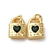 Brass Micro Pave Cubic Zirconia Pendants, Lock Charms, Long-Lasting Plated, Cadmium Free & Lead Free, Rack Plating, with Jump Ring, Real 18K Gold Plated, 12x8.5x3.5mm, Hole: 3.5mm