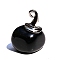 Natural Obsidian Pendants, Nuggets Charms with Metal Witch Hat, 40x10mm