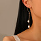 Stainless Steel Oval Tassel Stud Earrings, with Imitation Pearl, Golden, 95x79mm
