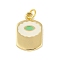 Brass Enamel Pendants, with Jump Ring, Cadmium Free & Nickel Free & Lead Free, Real 18K Gold Plated, Rectangle with Flower Charms, White, 18.5x12x1.5mm, Hole: 3mm