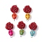 5Pcs 5 Colors Synthetic Coral & Turquoise Dyed Flower Skull Connector Charms, with Stainless Steel Color Tone 304 Stainless Steel Double Loops, Mixed Color, 30x15x10mm, Hole: 1.6mm, 1pc/color