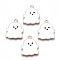 Alloy Enamel Pendants, Halloween, Cadmium Free & Lead Free, Ghost, Light Gold, White, 22x18x1.5mm, Hole: 2mm
