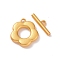 Alloy Toggle Clasps, Flower, Matte Gold Color, Flower: 14x13x2mm, Bar: 4x13x2mm, Hole: 1.2mm