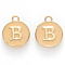 Golden Plated Alloy Enamel Charms, Cadmium Free & Lead Free, Enamelled Sequins, Flat Round with Letter, Wheat, Letter.B, 14x12x2mm, Hole: 1.5mm
