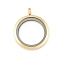 304 Stainless Steel Floating Locket Pendants, with Glass, Flat Round, Golden, 36x30x6.5mm, Hole: 5mm