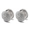 Brass Hoop Earrings, Textured Flat Round, Real Platinum Plated, 16x16.5mm